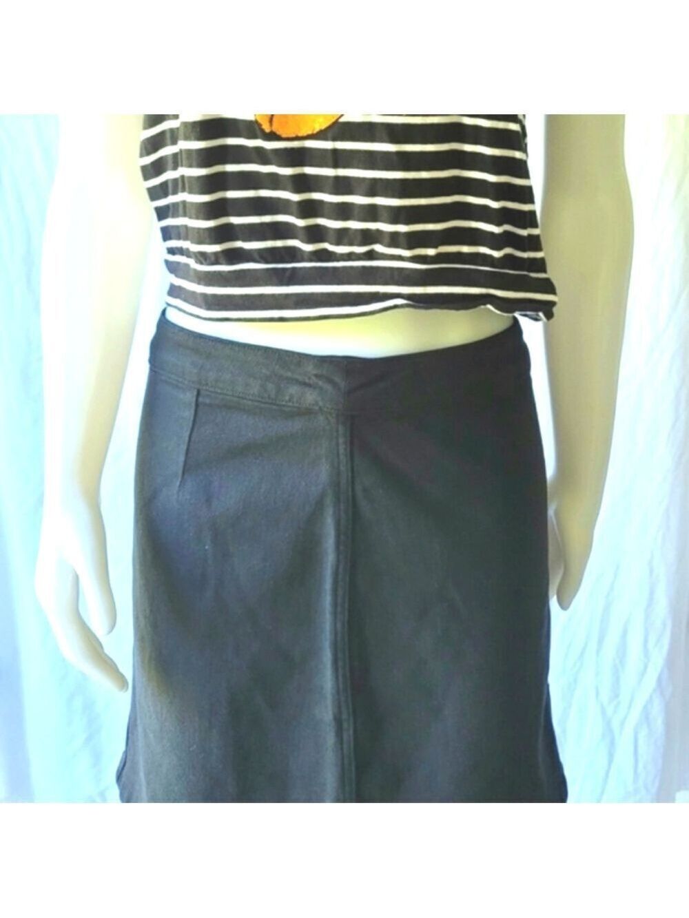 Wilfred Free Black Midi Denim Skirt Size 10